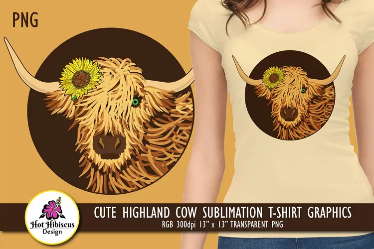 Highland Cow T-Shirt Graphics | Highland Cattle Sublimation