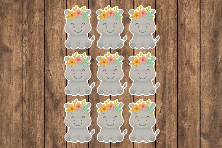 Cute Hippo Printable Stickers - PNG Sticker Sheet