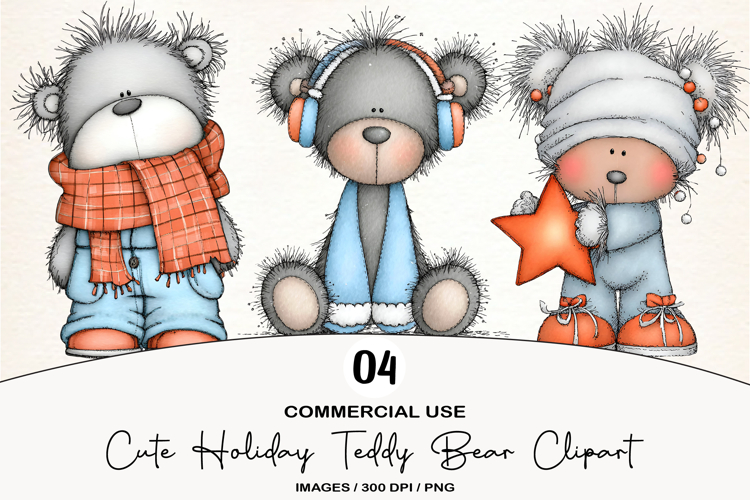 Cute Holiday Teddy Bear Clipart