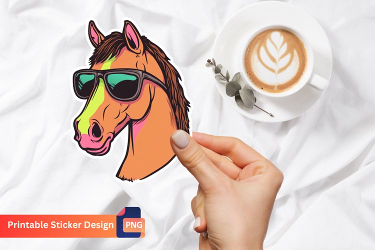 Cute Horse with Sunglasses Sticker, Cute Animal Sticker