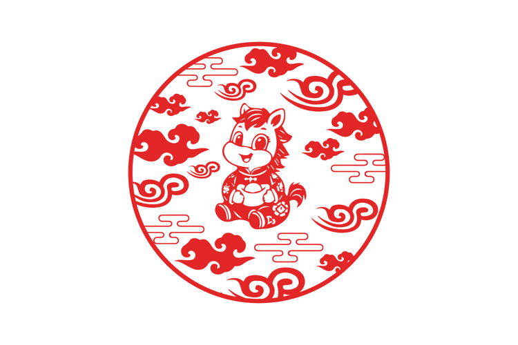 Cute illustration lunar new year horse chinese zodiac sign