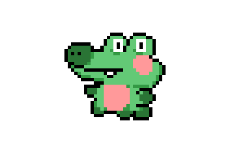 Cute illustration pixel art character crocodile design vector