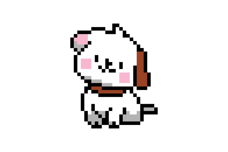 Cute illustration pixel art character dog creative