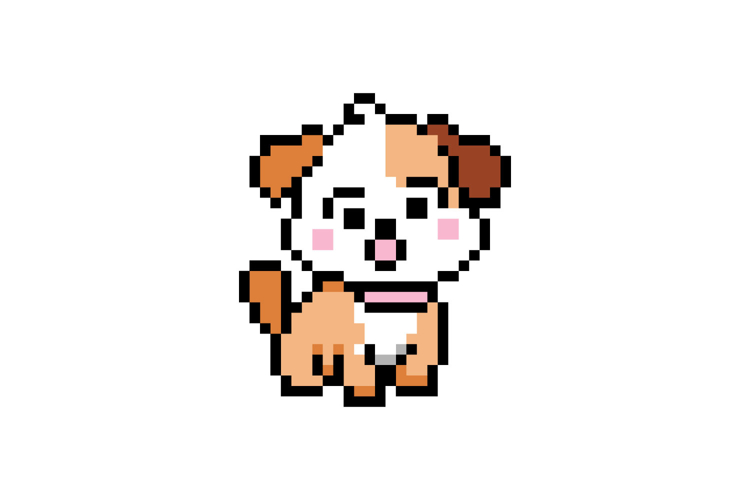 Cute illustration pixel art character dog isolated