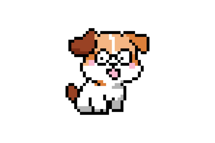 Cute illustration pixel art character dog sticker example image 1