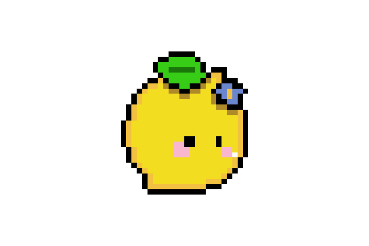 Cute illustration pixel art character lemon cartoon