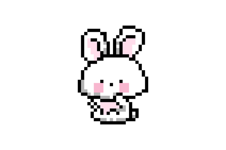 Cute illustration pixel art character rabbit design vector example image 1