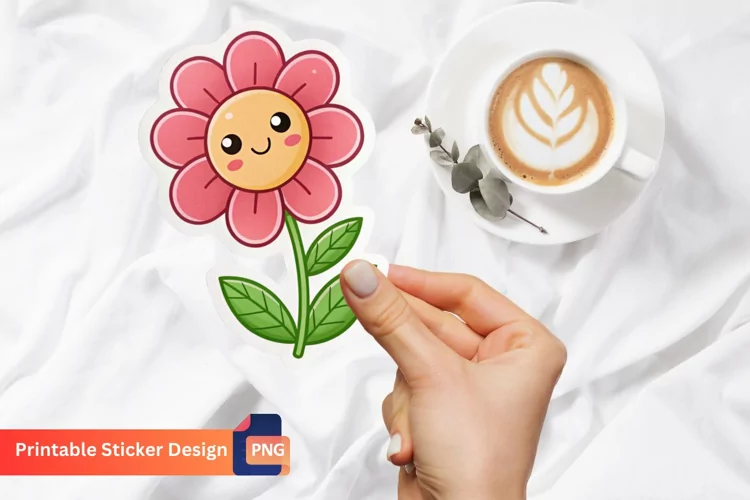 Cute Kawaii Flower Sticker, Colorful Kawaii Sticker
