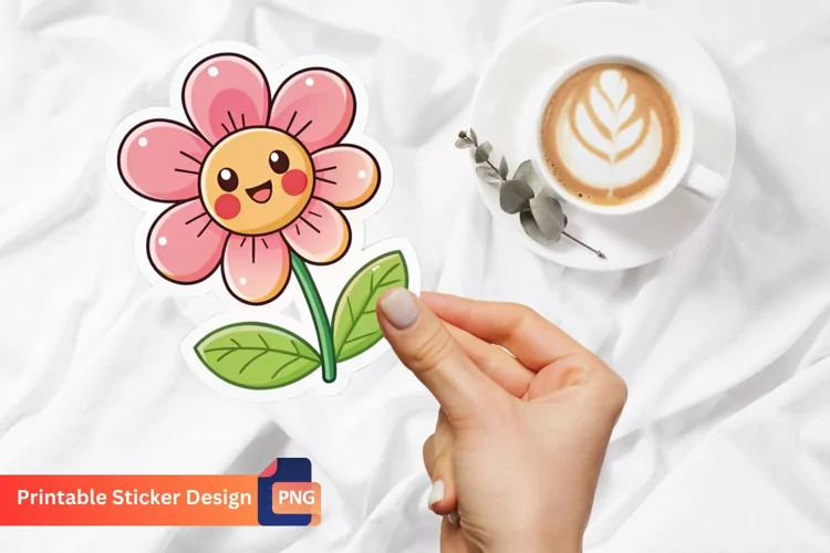 Cute Kawaii Flower Sticker, Colorful Kawaii Sticker
