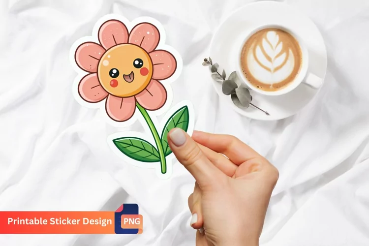 Cute Kawaii Flower Sticker, Colorful Kawaii Sticker
