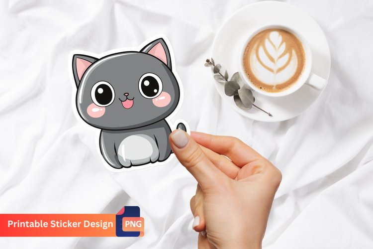 Cute Kawaii Sticker, kawaii Animal Sticker example image 1