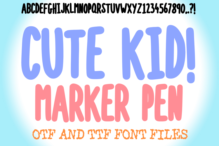 Cute Kid Marker Pen Lettering ABC Font Typeface Alphabet OTF