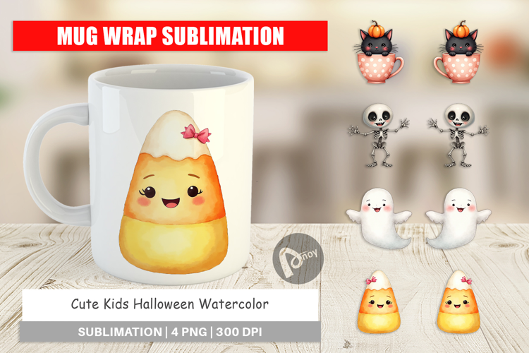 Cute Kids Halloween Mug Wrap