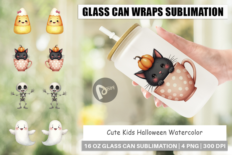 Cute Kids Halloween Glass Can