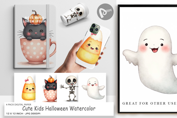 Cute Kids Halloween Digital Paper