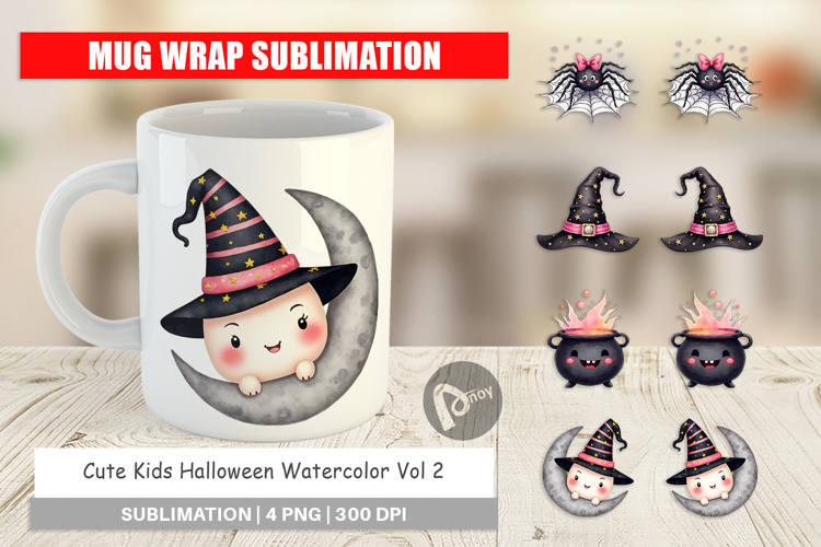 Cute Kids Halloween Mug Wrap