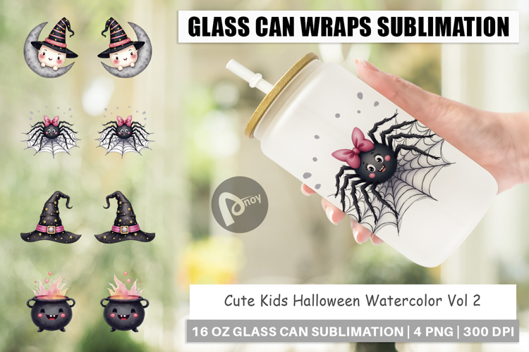 Cute Kids Halloween Glass Can