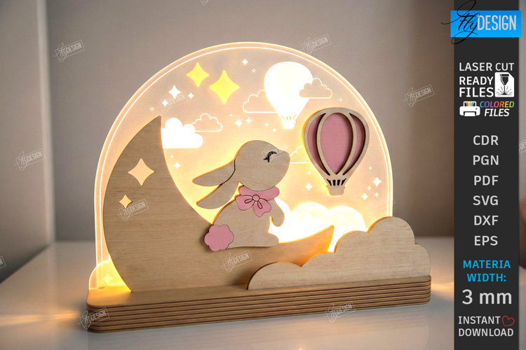 Kids Night Light Stand Laser Cut | 3D Bedroom Table Lamp SVG