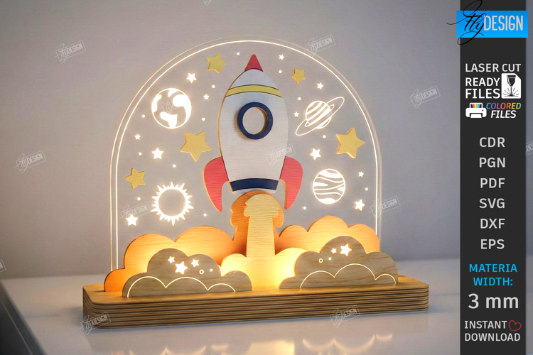 Kids Night Light Stand Laser Cut | 3D Bedroom Table Lamp SVG