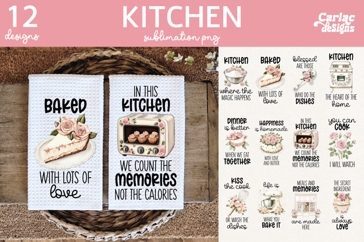 Cute Kitchen Towel Sublimation, Farmhouse Kitchen Towel