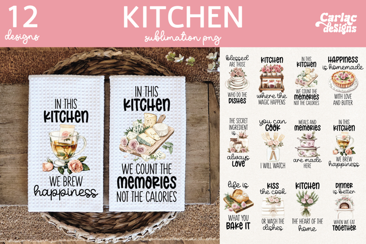 Cute Kitchen Towel Sublimation, Farmhouse Kitchen Towel