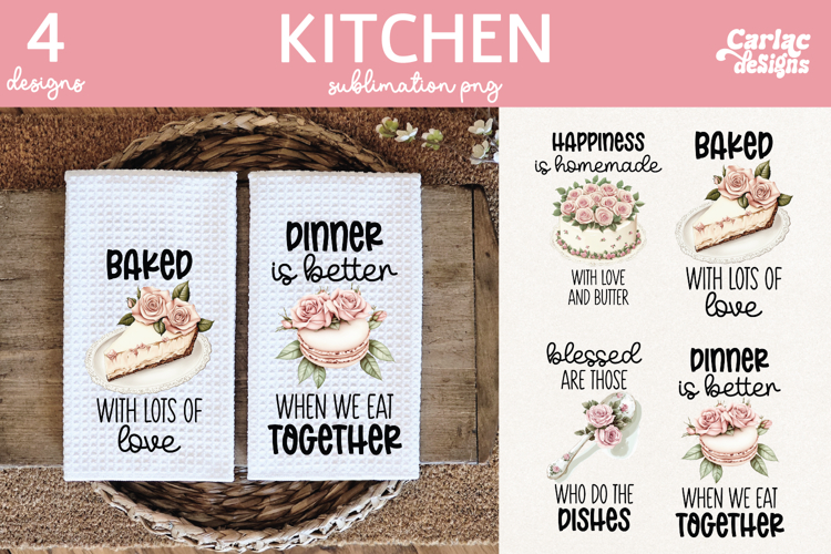 Cute Kitchen Towel Sublimation, Farmhouse Kitchen Towel