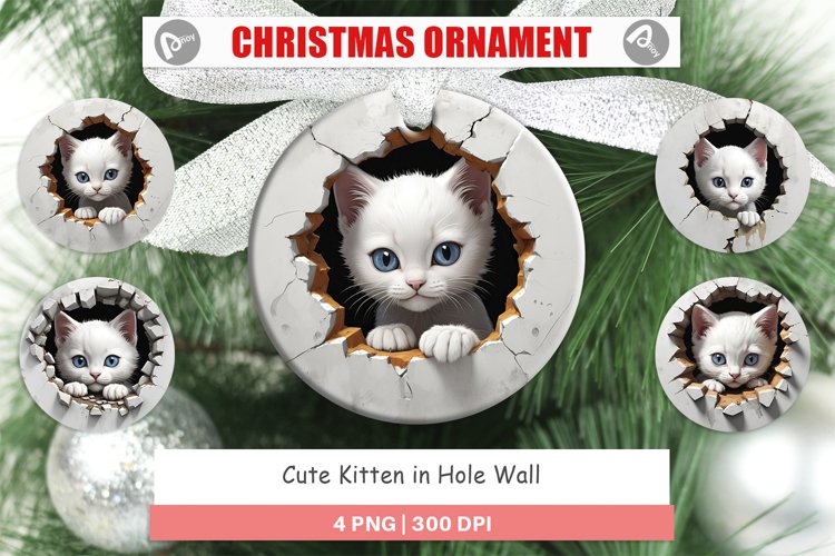 Christmas Ornaments Kitten in Wall