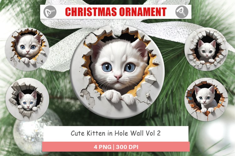 Christmas Ornaments Kitten in Wall