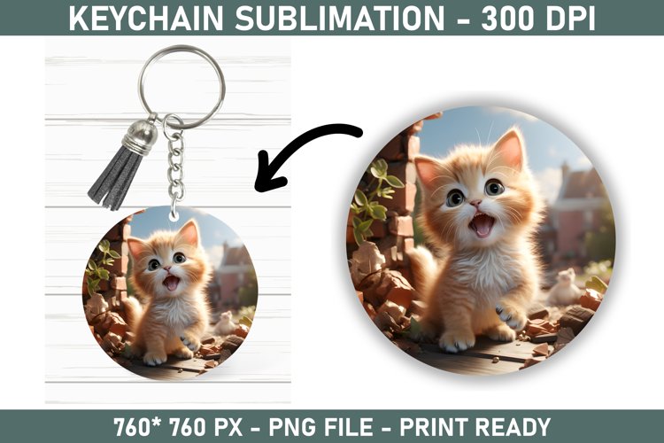 Cute Kitten Keychain Keychain Sublimation