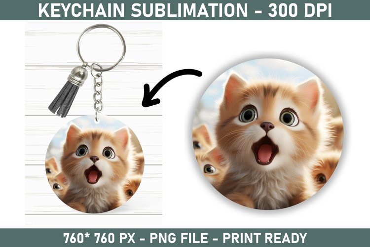 Cute Kitten Keychain Keychain Sublimation (2745676)