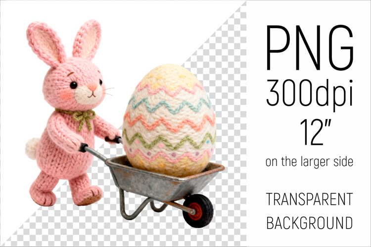 Knitted Bunny with Easter Egg | Amigurumi Rabbit Clipart