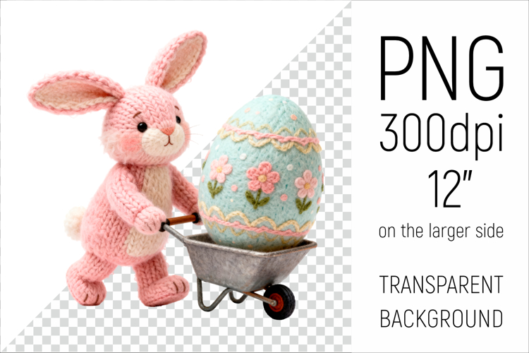 Knitted Bunny with Easter Egg | Amigurumi Rabbit Clipart
