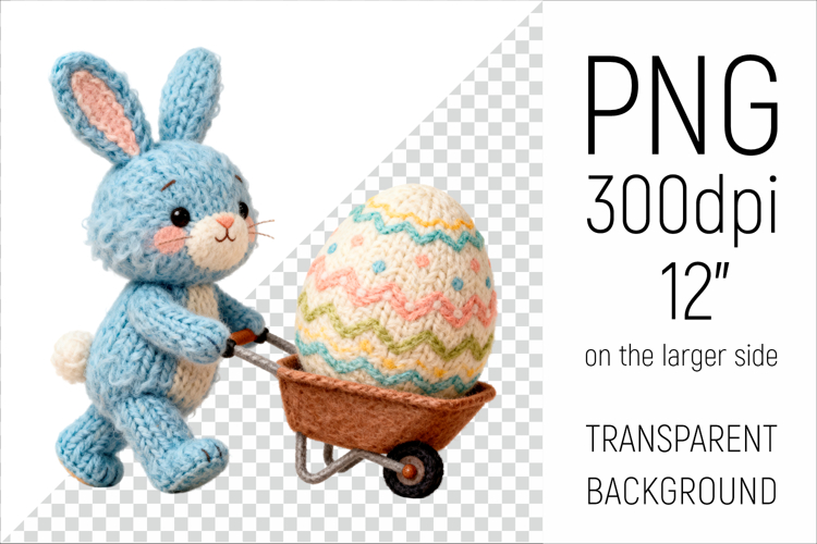 Knitted Bunny with Easter Egg | Amigurumi Rabbit Clipart