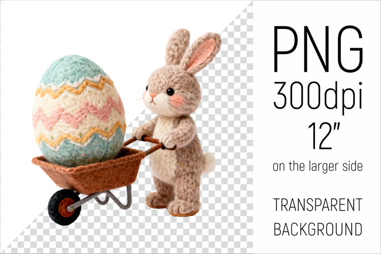Knitted Bunny with Easter Egg | Amigurumi Rabbit Clipart