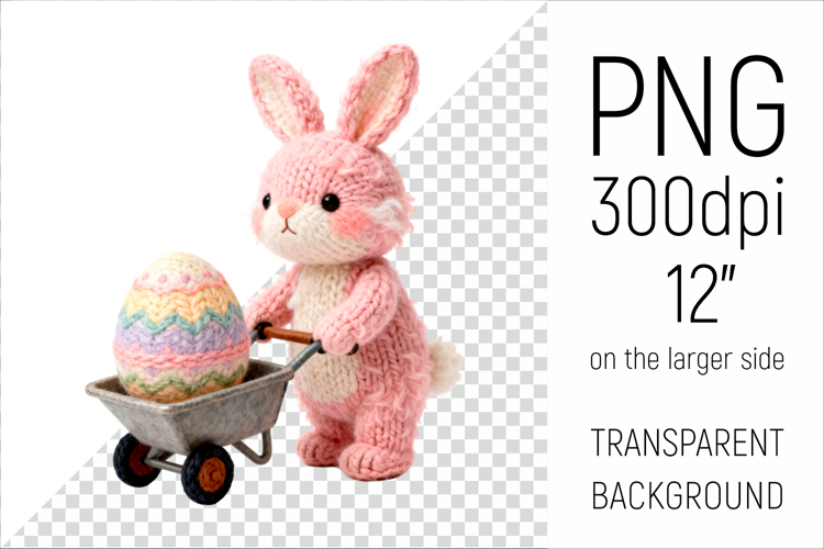 Knitted Bunny with Easter Egg | Amigurumi Rabbit Clipart
