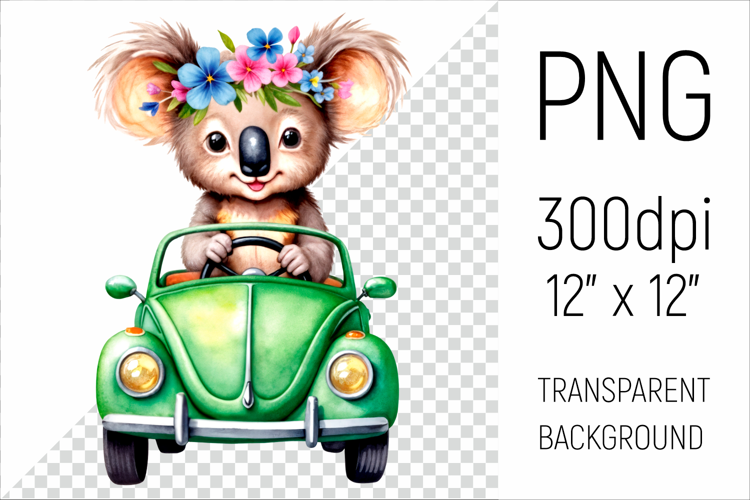 Cute Koala Driving Car | Sublimation Design