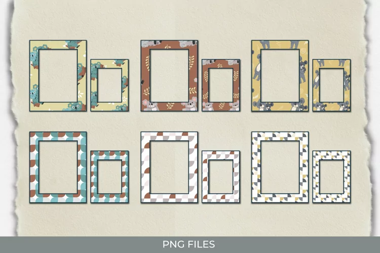 Cute Koala with Vintage Color Seamless Pattern Frame Set
