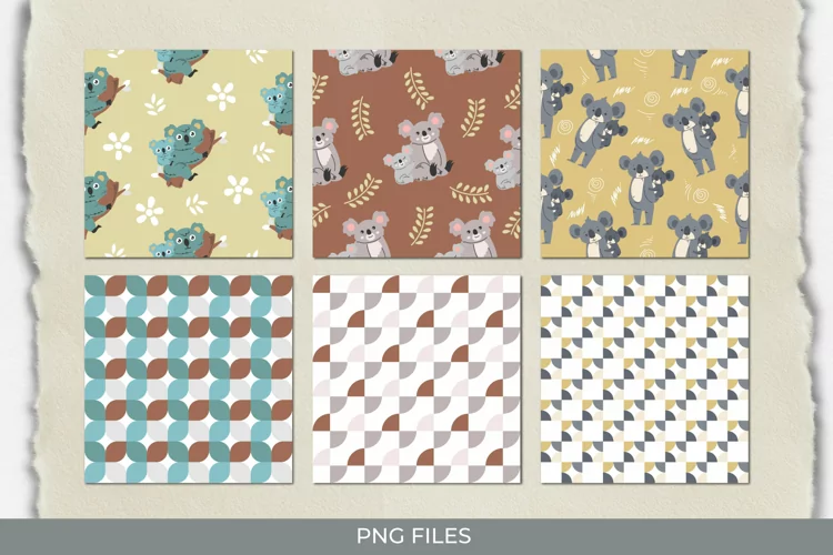 Cute Koala with Vintage Color Seamless Pattern Paper Pack