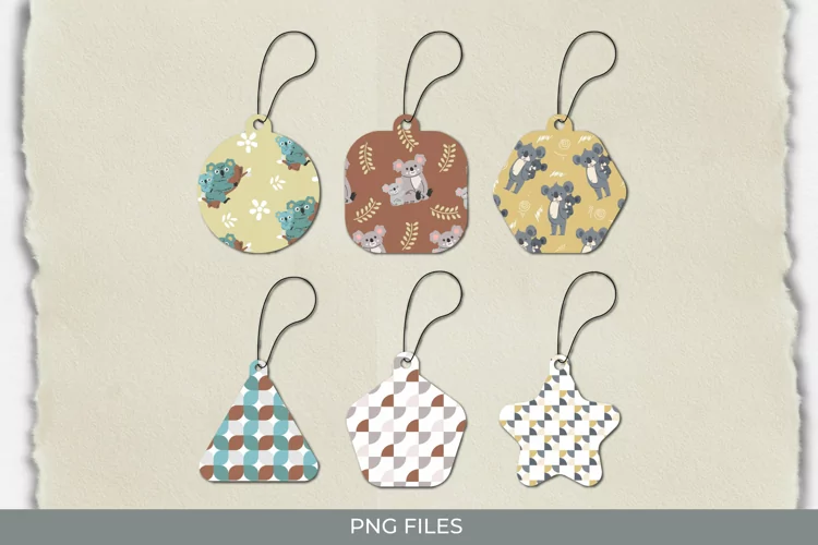 Cute Koala with Vintage Color Seamless Pattern Shaped Tag