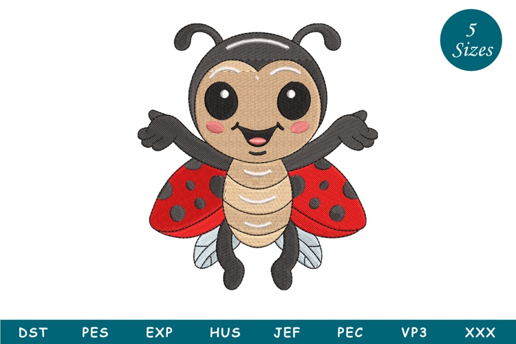 Cute Ladybug Machine Embroidery Design