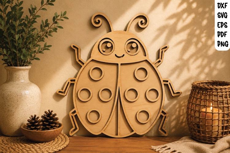 Cute Ladybug Wooden Wall Art SVG