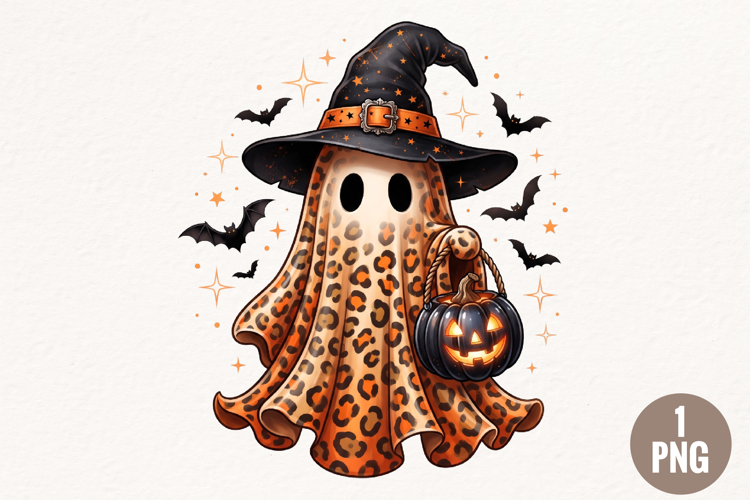 Cute Leopard Print Halloween Ghost PNG