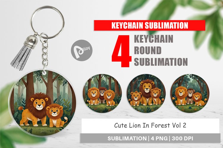 Keychain Cartoon Lion in Forest