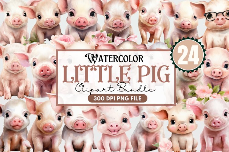Cute Little Pig Watercolor Sublimation Clipart