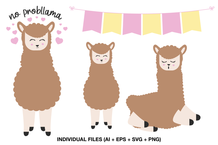 Cute Llama Clipart for Baby Shower and Birthday Decorations