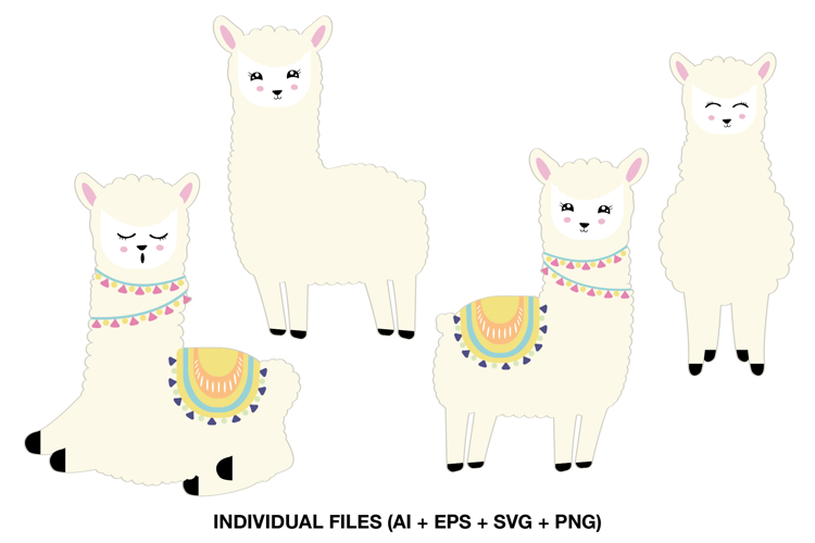 Cute Llama Clipart for Kids Shirts and Baby Bodysuits