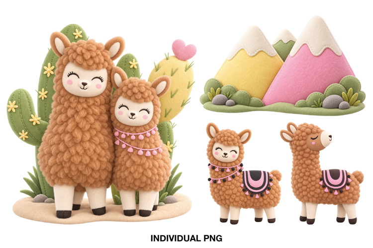Cute Llama Clipart PNG, Nursery Llama Decor, Boho Alpaca