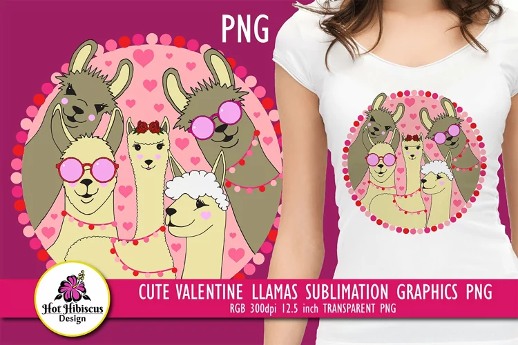 Love Llamas T shirt | Valentines Day Sublimation Graphics