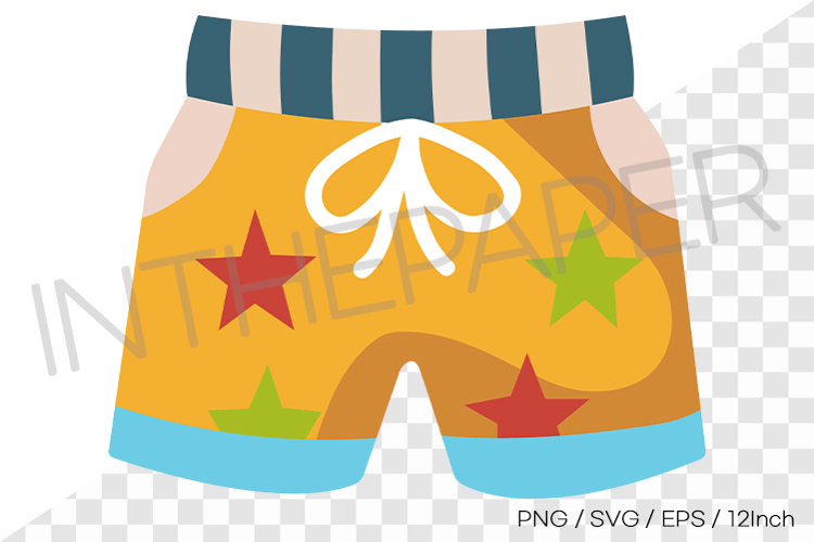 Cute mens shorts swimsuit with stars PNG summer clipart