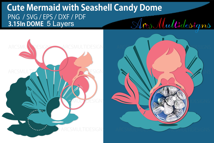 cute mermaid with seashell base candy dome holder
